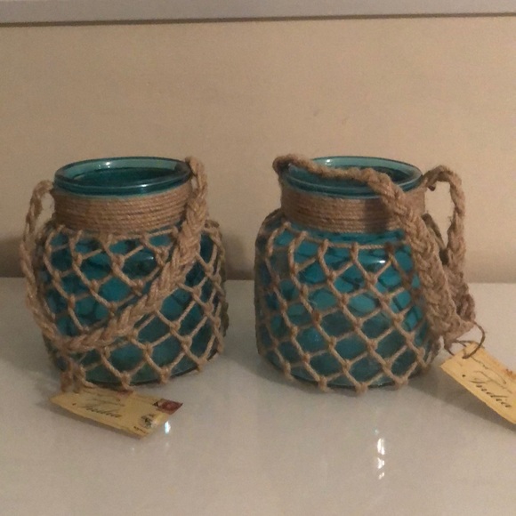 Other - Two Turquoise Glass Beachy Jars!